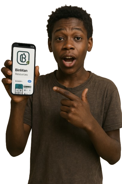 Person using BinMan app